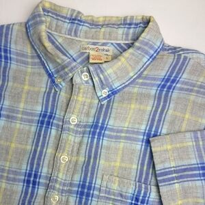 Carbon2Cobalt Blue Plaid 1/2 Button Pullover Short Sleeve Large‎